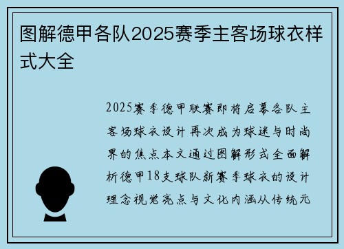 图解德甲各队2025赛季主客场球衣样式大全